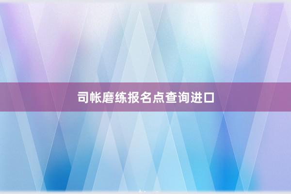 司帐磨练报名点查询进口